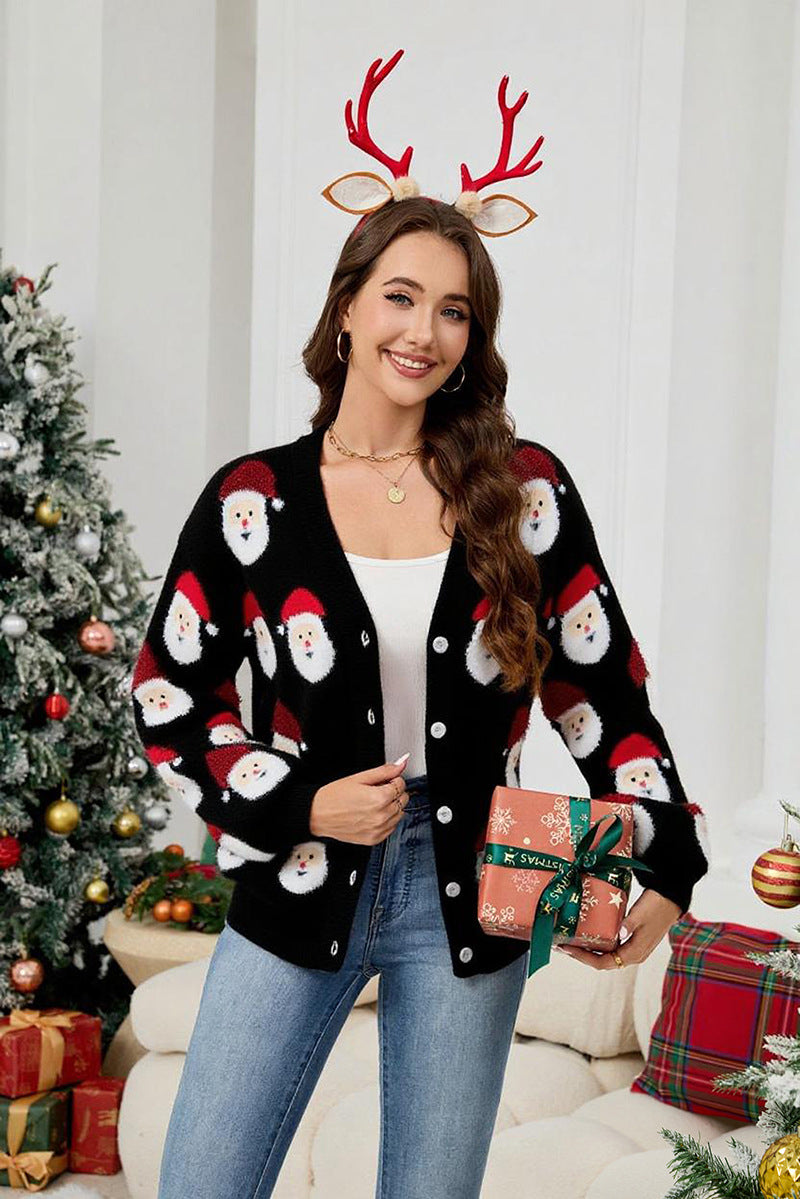 Coquette Pink Santa Button-Down Cardigan