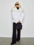 White faux fur hooded coat - View 6 | TEVQA