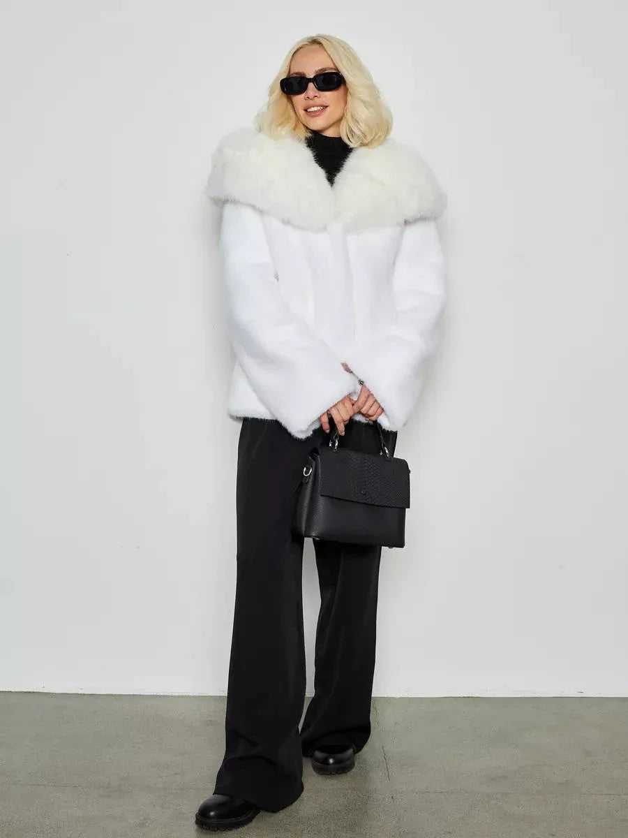 Snow Angel White Faux Mink Hooded Coat - TEVQA