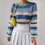 Striped crochet crop sweater - View 6 | TEVQA