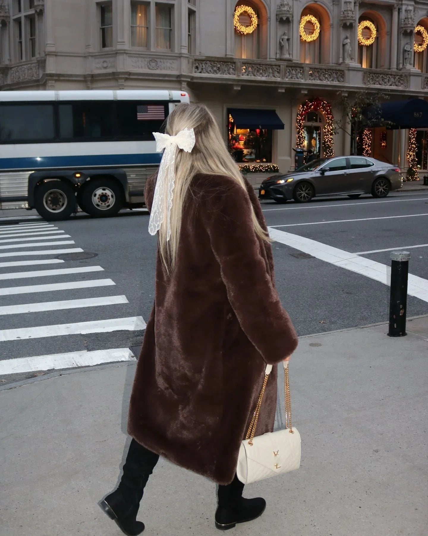 Faux Fur Shawl Collar Coat Secondary image