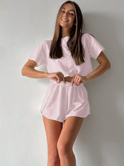 White Hollow Out Eyelet Lounge Set