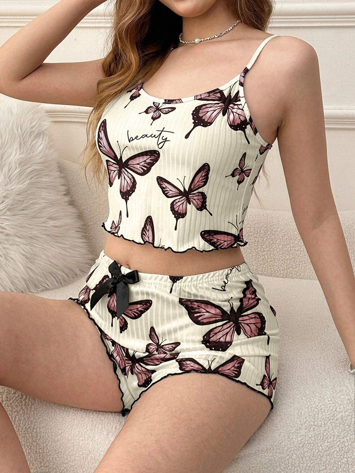 Ribbed Cami & Shorts Set - View 25 | TEVQA
