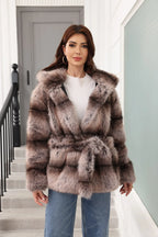 Faux fur coat with hood - View 7 | TEVQA