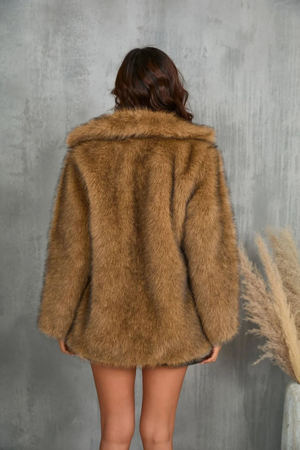 Gradient Faux Fur Coat - View 10 | TEVQA