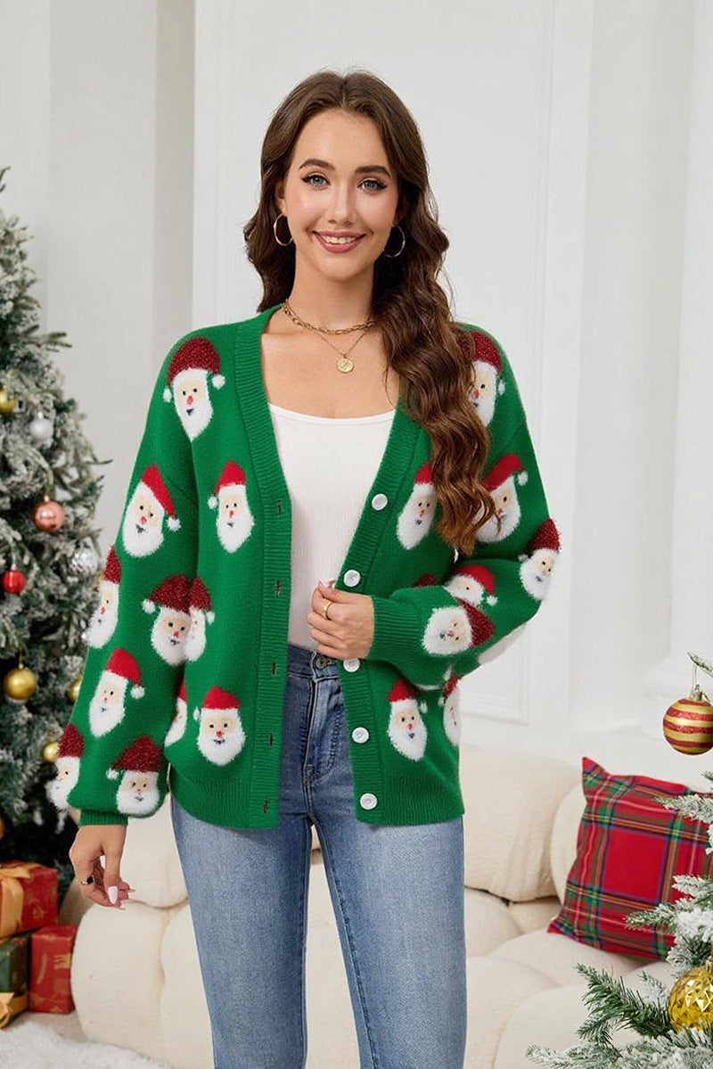 Coquette Pink Santa Button-Down Cardigan