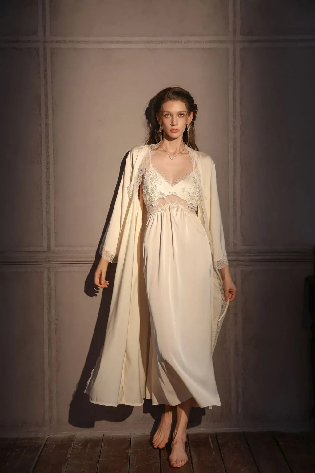 Satin Lace Trim Slip Dress - View 16 | TEVQA