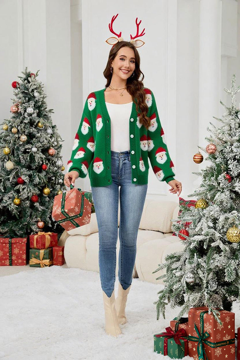 Coquette Pink Santa Button-Down Cardigan