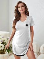 Navy Heart Print Sleep Dress - View 11 | TEVQA