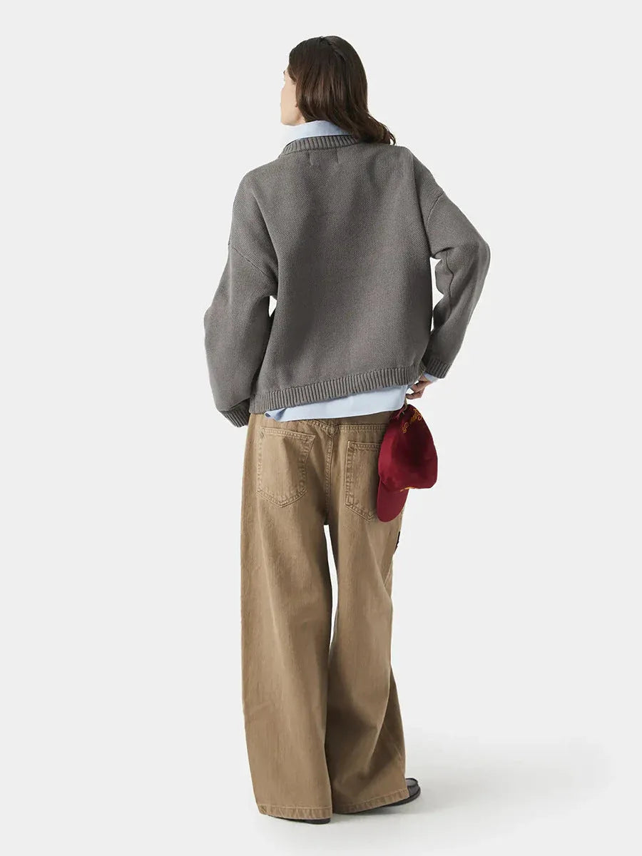 Relaxed "EMESTUDIOS" Graphic Knit Sweater - TEVQA