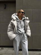 Urban Chic Oversized Hooded Puffer Jacket - TEVQA