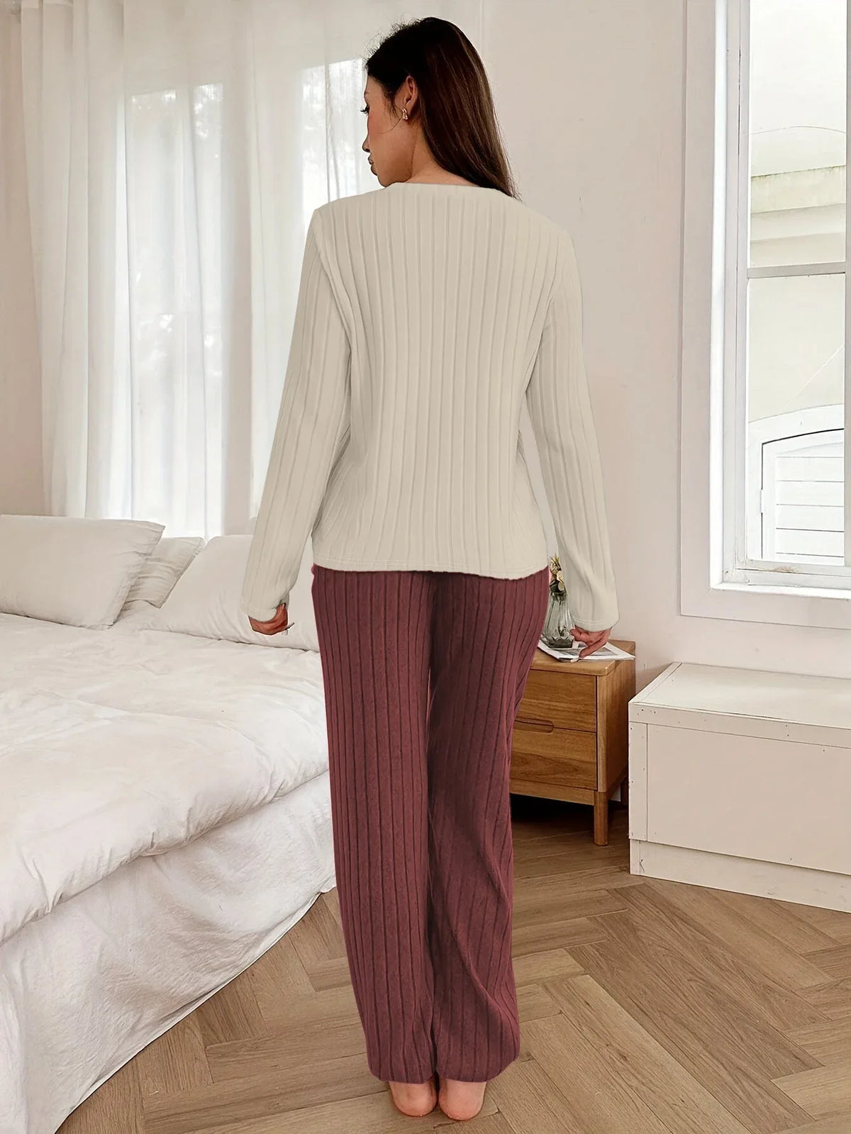 Coquette Heart Patch Colorblock Lounge Set - View 6 | TEVQA