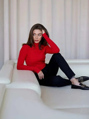 Essential Soft Ribbed Mock Neck Sweater - TEVQA