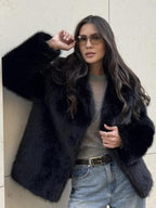 Faux Fur Mid-Length Coat - View 6 | TEVQA