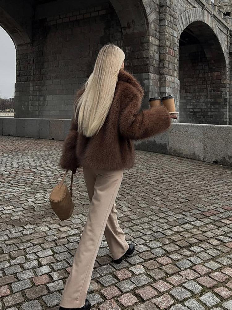 Faux Fur Lapel Jacket - View 9 | TEVQA