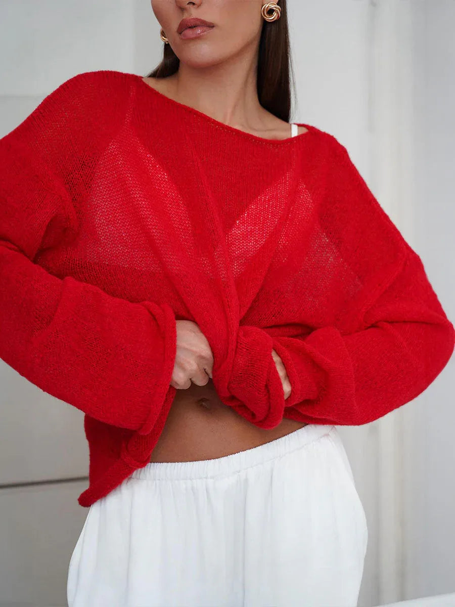 Oversized Knit Sweater - View 14 | TEVQA