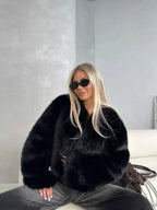 Faux fur cropped jacket - View 10 | TEVQA
