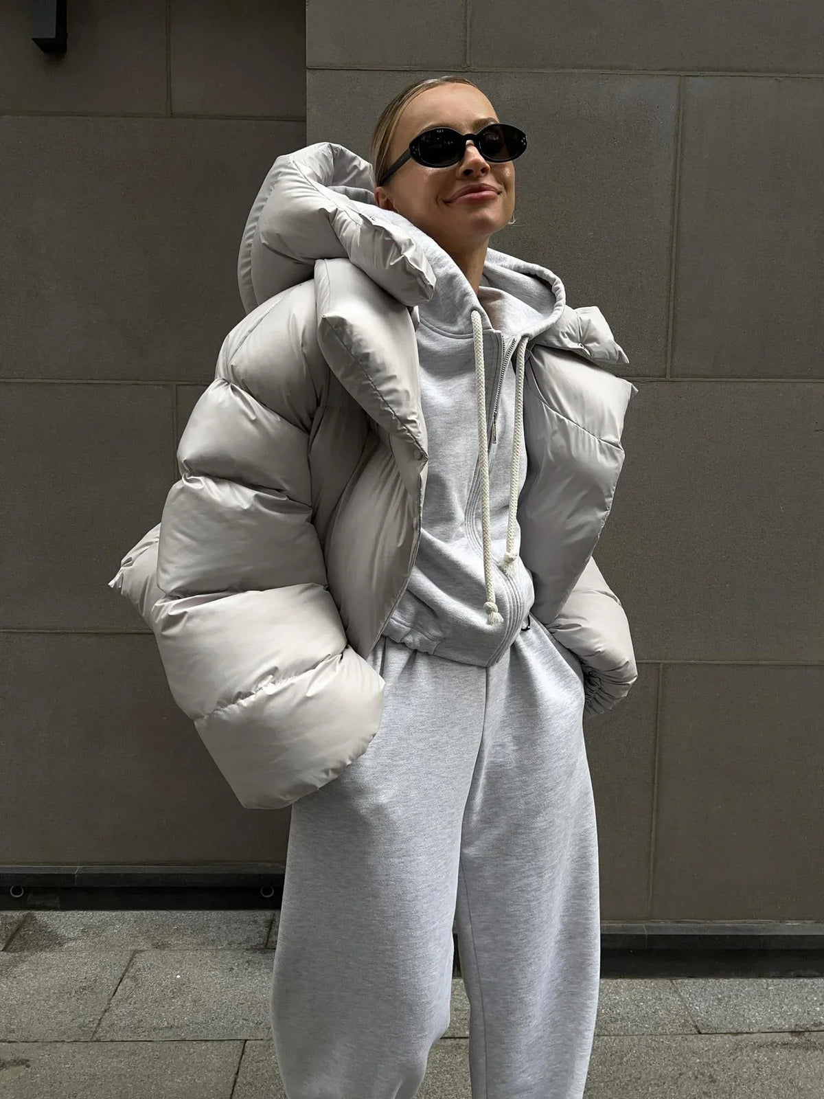 Urban Chic Oversized Hooded Puffer Jacket - TEVQA Main image