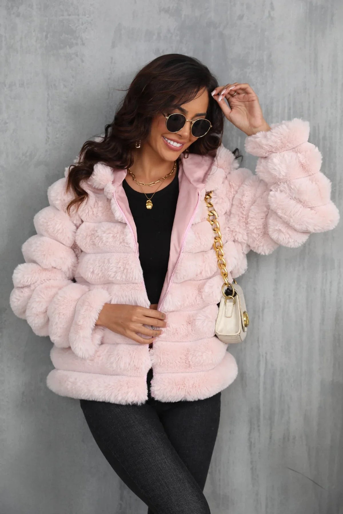 Raven Luxe Hooded Faux Fur Jacket - View 12 | TEVQA