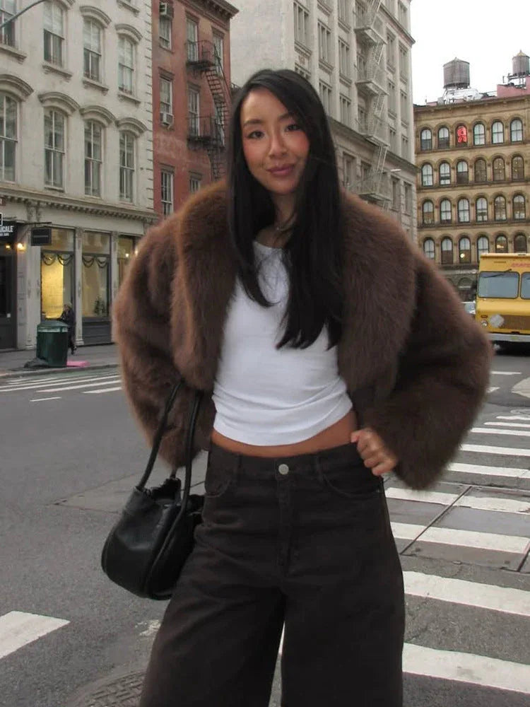 Plush Faux Fur Cropped Jacket Secondary image