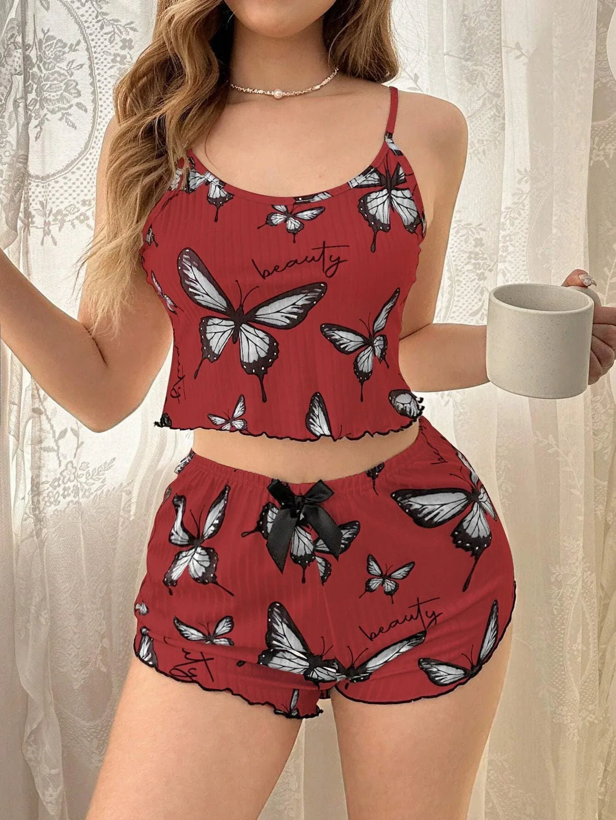 Ribbed Cami & Shorts Set - View 14 | TEVQA
