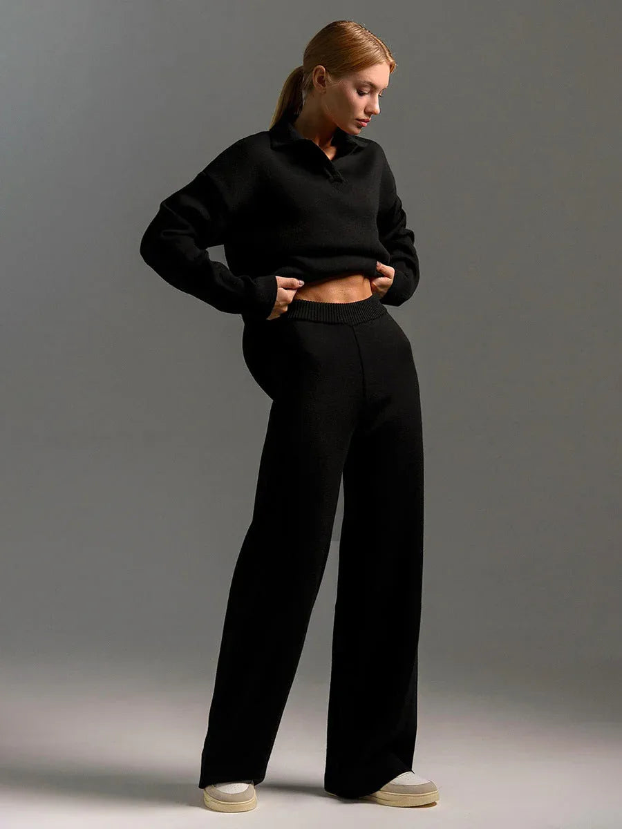 The Eleanor Polo Collar Knit Two-Piece Set - TEVQA