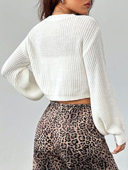 Chic Cropped Ribbed Knit Cardigan