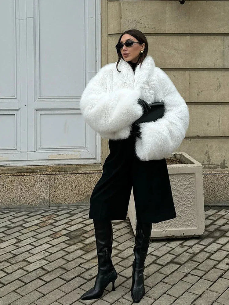 Plush Faux Fur Crop Jacket - View 11 | TEVQA