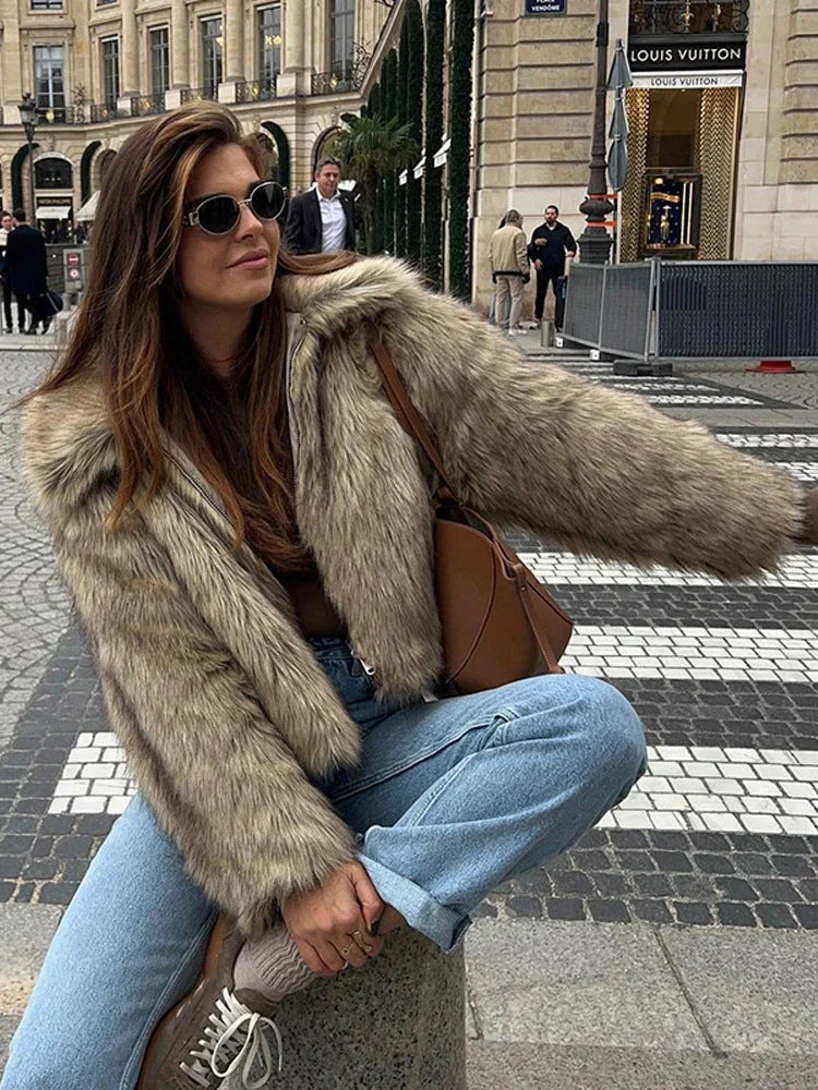 Vintage Tipped Faux Fur Cropped Jacket Secondary image