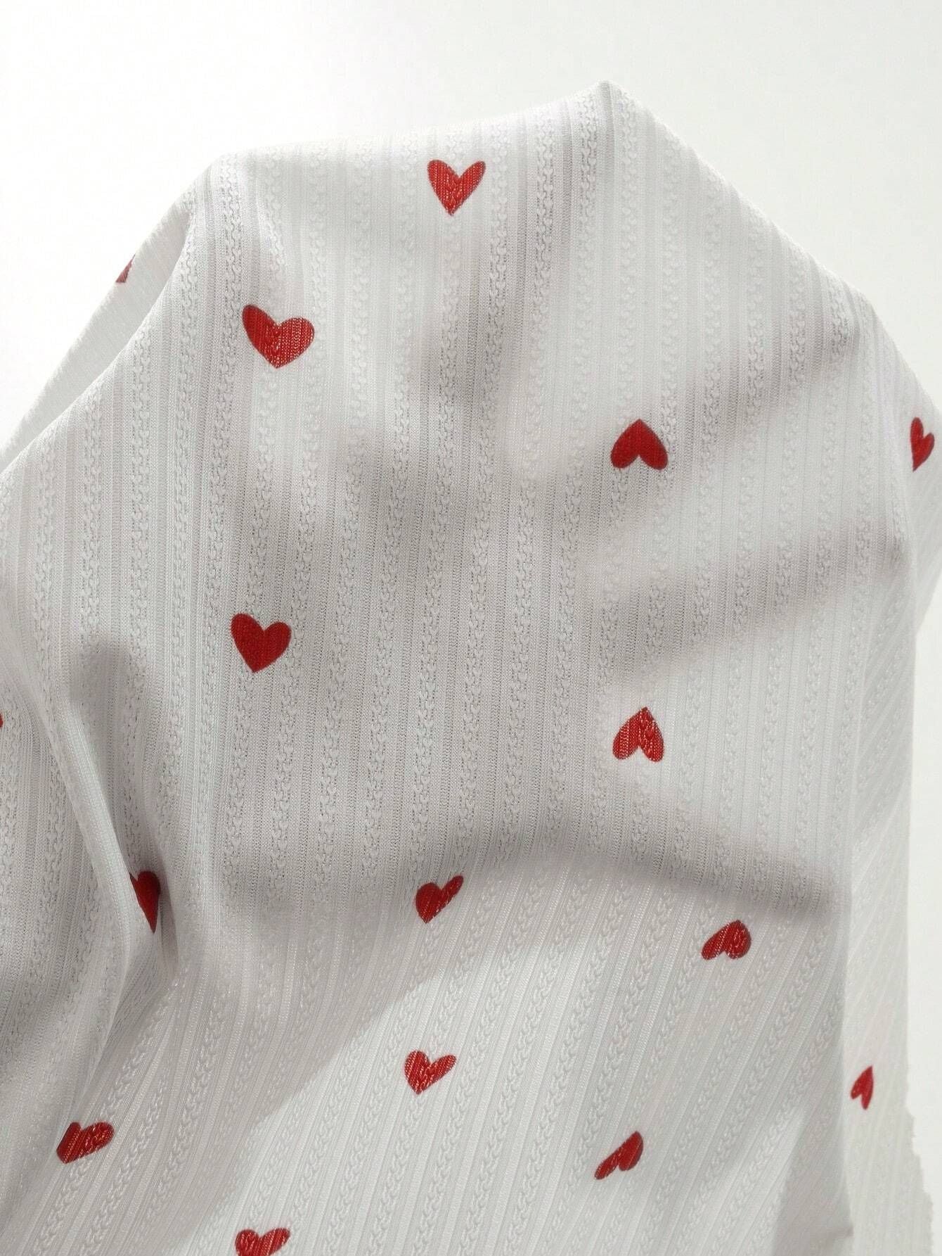 Coquette Red Heart Print Ribbed Pajama Set