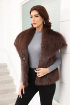 Oversized Lapel Faux Fur Vest - View 14 | TEVQA