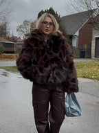 Wild Luxury Spotted Faux Fur Cropped Jacket - TEVQA