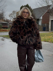 Wild Luxury Spotted Faux Fur Cropped Jacket - TEVQA