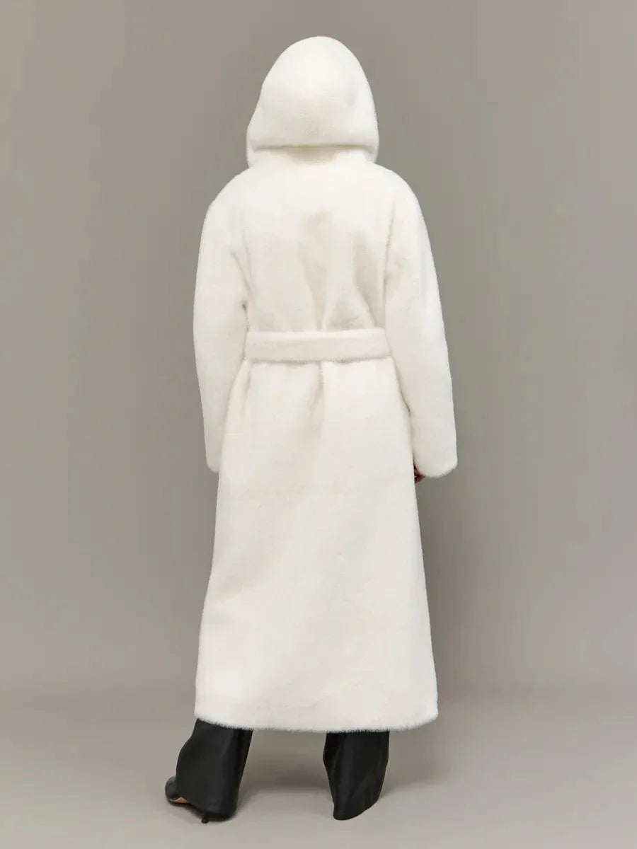 Aspen Snow Long Hooded Faux Mink Coat Secondary image