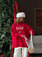 Vintage Red 'I'm from CCCP' Misha Bear Sweatshirt - TEVQA