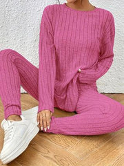 Ribbed Knit Lounge Set - View 12 | TEVQA