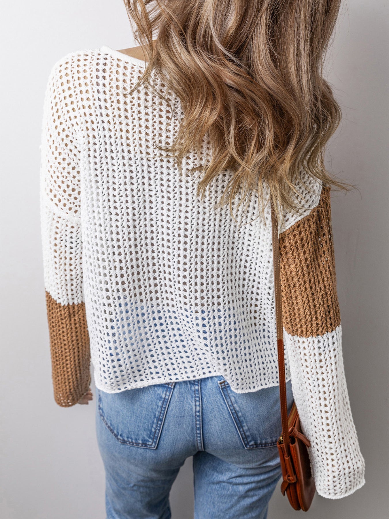 Boho Chic Color Block Crochet Knit Top