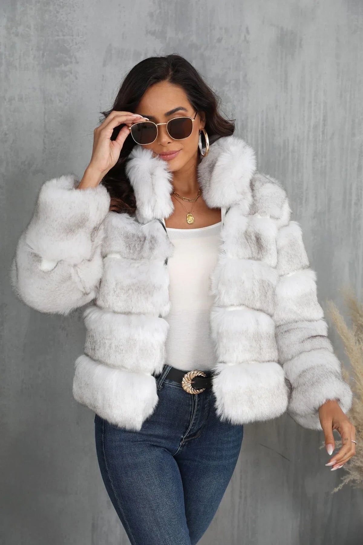 Arctic Luxe White Faux Fox Fur Jacket - TEVQA