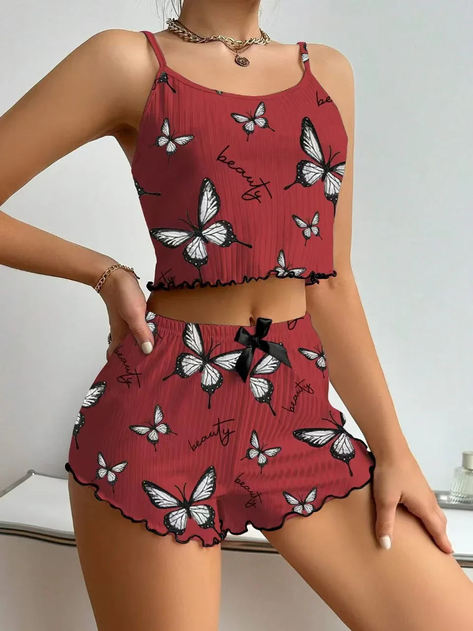 Ribbed Cami & Shorts Set - View 27 | TEVQA