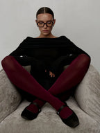 Fold-Over Off-Shoulder Ribbed Knit Top - View 7 | TEVQA