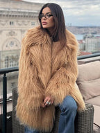 Shaggy Faux Fur Coat - View 7 | TEVQA