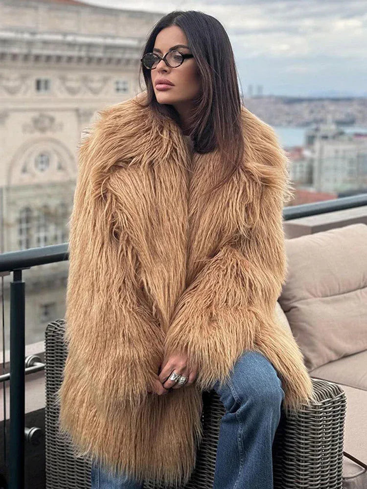 Shaggy Faux Fur Coat - View 7 | TEVQA