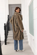 Long Faux Fur Lapel Coat - View 22 | TEVQA