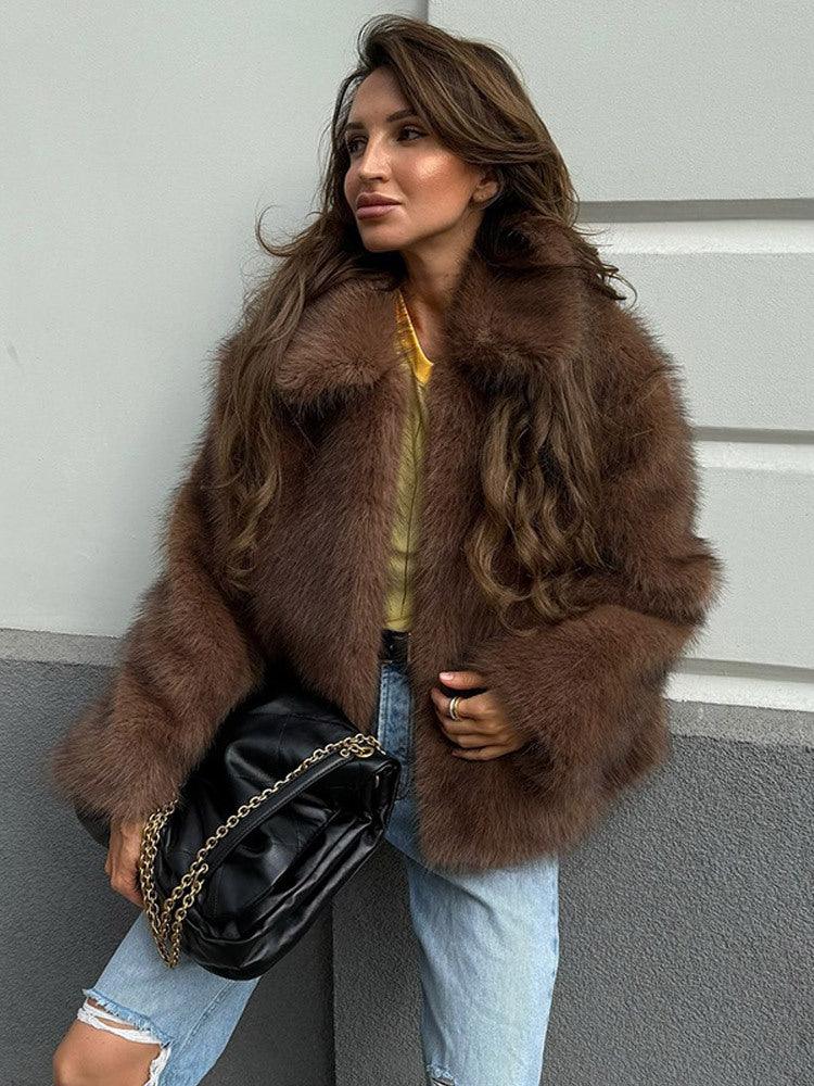 Faux Fur Lapel Jacket - View 13 | TEVQA