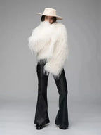 Shaggy faux fur cropped jacket - View 11 | TEVQA