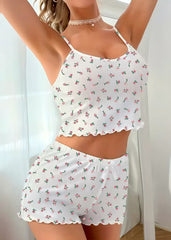 Ditsy Floral Ribbed Cami & Shorts Set