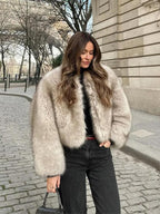 Shaggy faux fur cropped jacket - View 6 | TEVQA