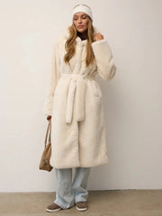 Luxurious Chocolate Faux Mink Long Coat - TEVQA