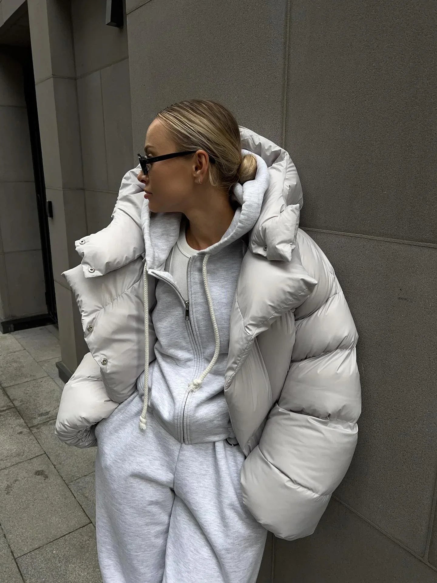 Urban Chic Oversized Hooded Puffer Jacket - TEVQA