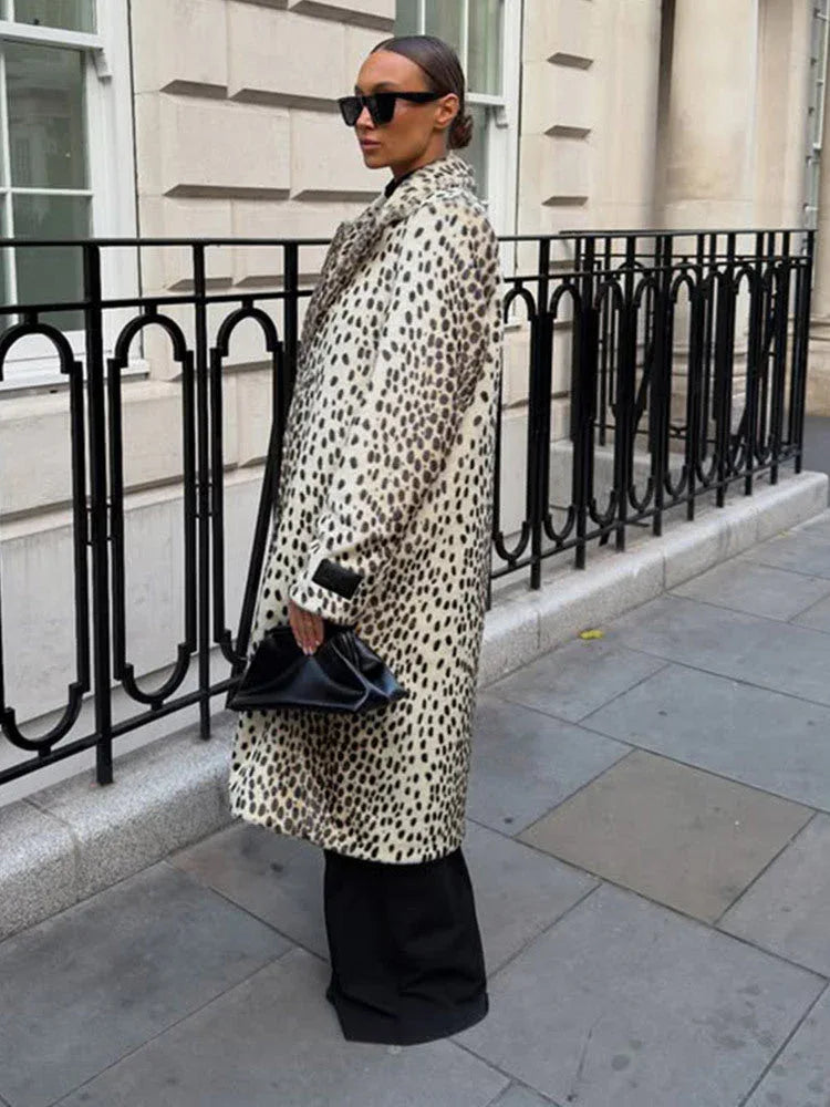 Vintage Leopard Print Faux Fur Long Coat Secondary image